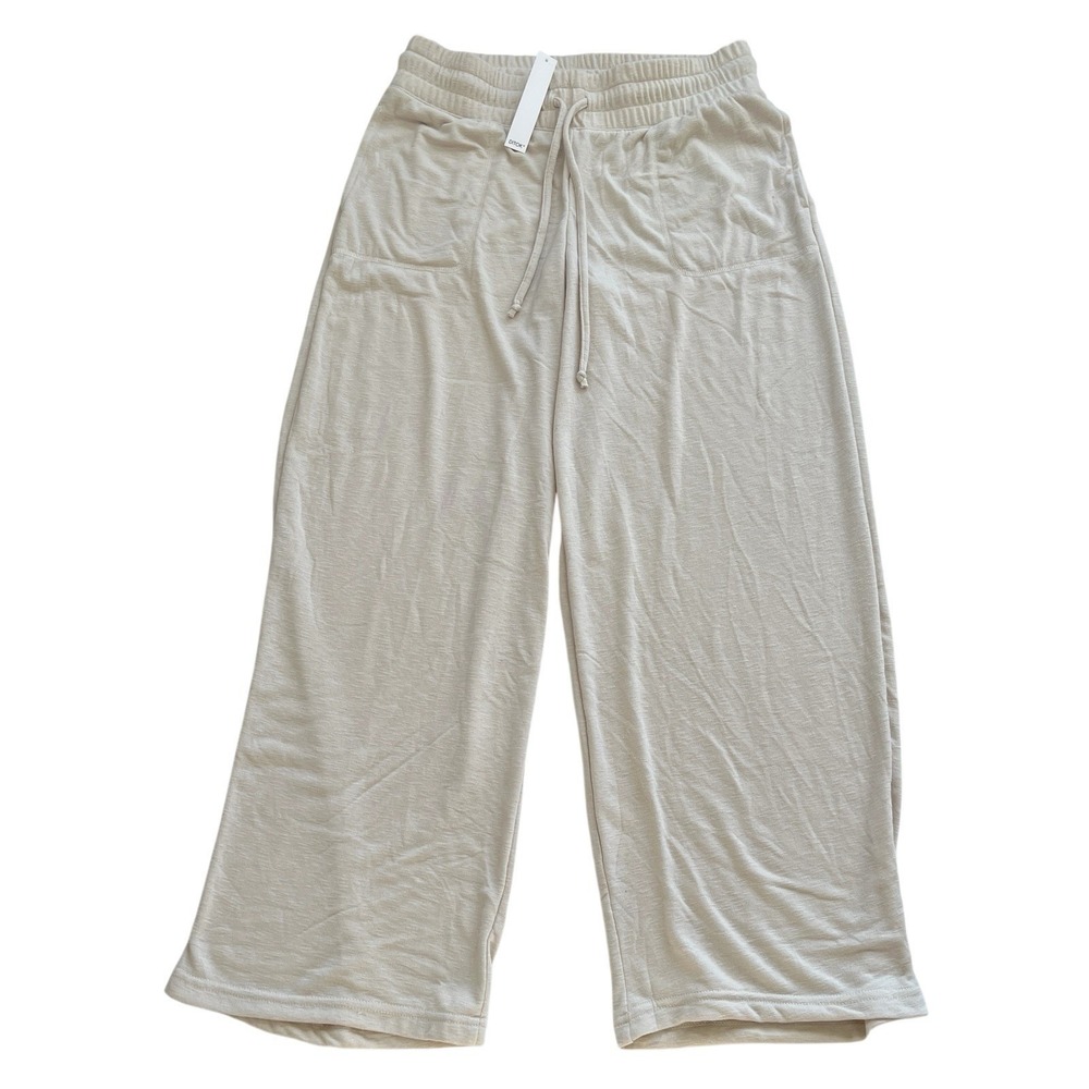 NWT Ditok Women's Size XL Off-White Ivory Cream Sweatpants Wide Leg Lounge
